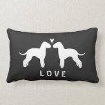 Bedlington Terrier Silhouetten Liebe Lendenkissen<br><div class="desc">Bedlington Terrier Silhouetten mit Herz und Personalisiertem Text. Macht ein schönes Hochzeitsgeschenk für Bedlington Liebhaber.</div>