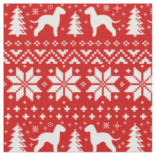 Bedlington Terrier Silhouetten Weihnachtsfeiertag Stoff