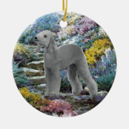 Bedlington Terrier Summer Garden Keramikornament