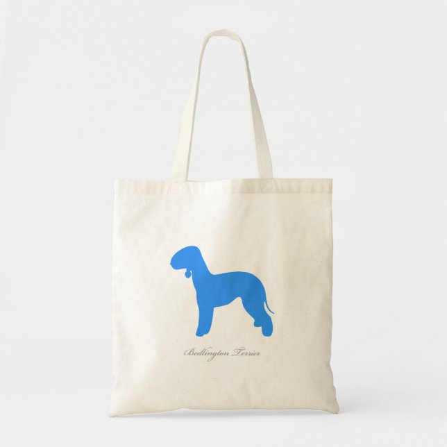 Bedlington Terrier-Taschen-Tasche (blaue Tragetasche (Vorne)