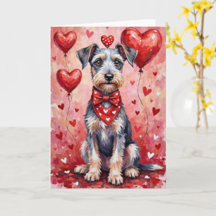 Bedlington Terrier Valentine Hund sitzend Karte