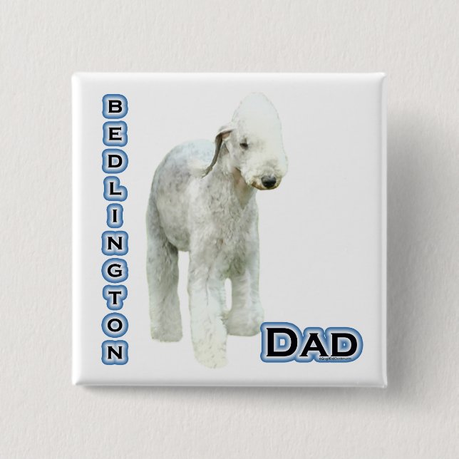 Bedlington Terrier Vater 4 - Schaltfläche Button (Vorderseite)
