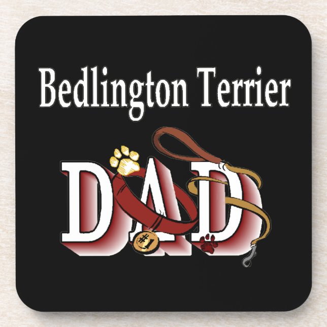 Bedlington Terrier Vater Untersetzer (Vorderseite)