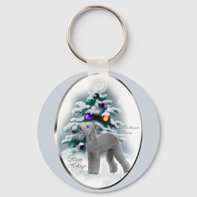 Bedlington Terrier Weihnachtsgeschenke Schlüsselanhänger (Vorderseite)