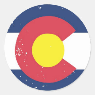Bedrängte Colorado-Flagge Runder Aufkleber
