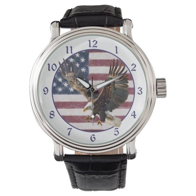 Bedrängte Flagge Eagle Landing Armbanduhr (Vorderseite)