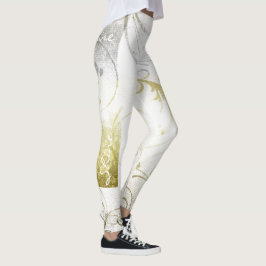 Bedrängte Leggings Schnörkel aus Gold und Zinn
