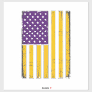 Bedrängte lila und goldene amerikanische Flagge Ve Aufkleber