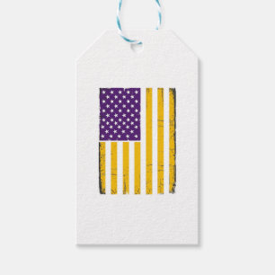 Bedrängte lila und goldene amerikanische Flagge Ve Geschenkanhänger