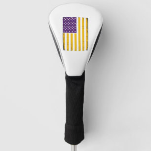 Bedrängte lila und goldene amerikanische Flagge Ve Golf Headcover