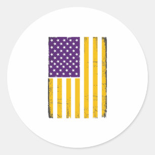 Bedrängte lila und goldene amerikanische Flagge Ve Runder Aufkleber