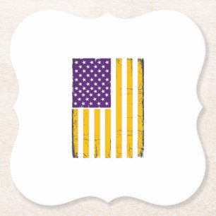 Bedrängte lila und goldene amerikanische Flagge Ve Untersetzer