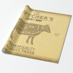 Bedrängte Metzger-Stücke vom Rindfleisch-Kuh-Diagr Geschenkpapier