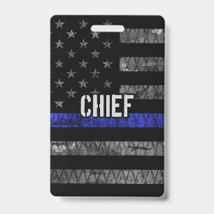 Bedrängte Polizeiflagge des Chefs Ausweis