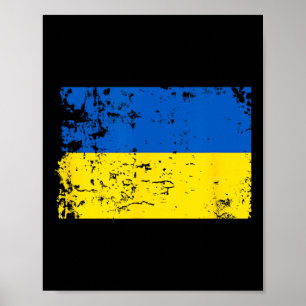 Bedrängte Ukraine-Flagge Blau Gelb Patriotische Un Poster