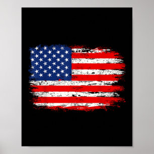 Bedrängte USA-Flagge Amerikanisches 4. Juli-Gesche Poster