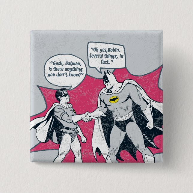 Bedrängter Batman und Robin Handschlag Button (Vorderseite)