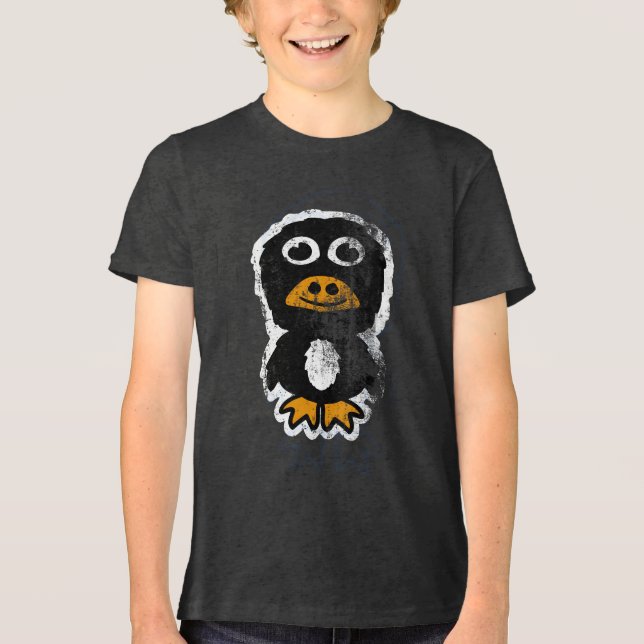 Bedrängter Cartoon Pinguin 9 Tri-Blend Shirt (Vorderseite)