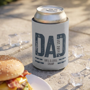 Bedrängter Papa Grill Chill Champ Blau Grau Dosenkühler