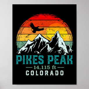 Bedrängter Pikes Peak Berg Colorado Retro Wandern Poster