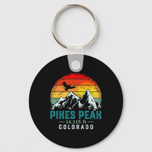 Bedrängter Pikes Peak Berg Colorado Retro Wandern Schlüsselanhänger
