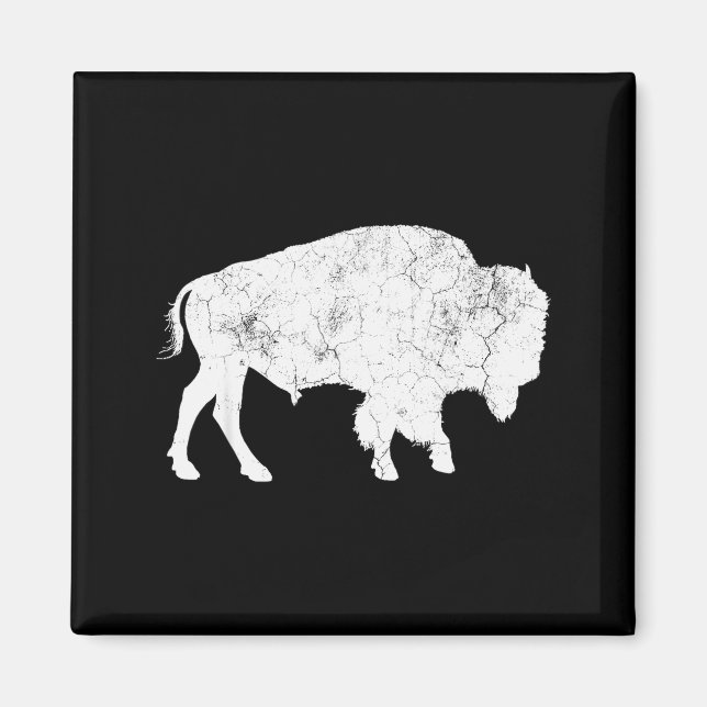 Bedrängtes Büffel-Retro-Bison-Tierliebhaber-Shirt Magnet (Vorne)