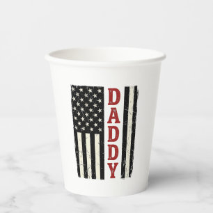 Bedrängtes Daddy-Amerikanische-Flagge-Shirt-Design Pappbecher