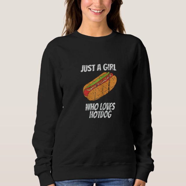 Bedrängtes Mädchen, das Hotdog-Essen liebt   Sweatshirt (Vorderseite)