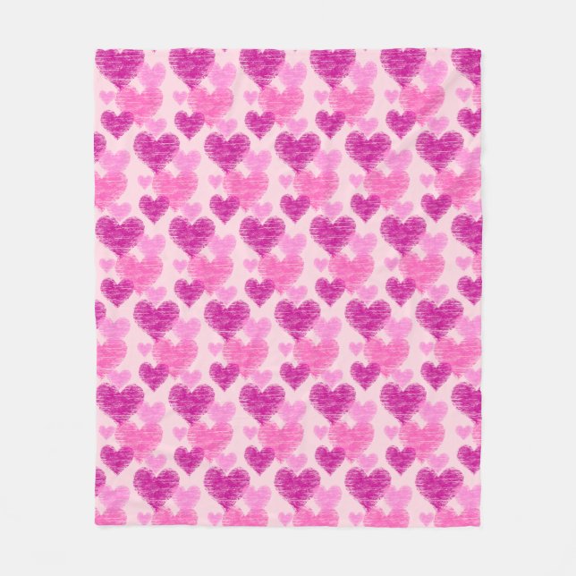 Bedrängtes Rosa Herz Fleecedecke (Vorderseite)