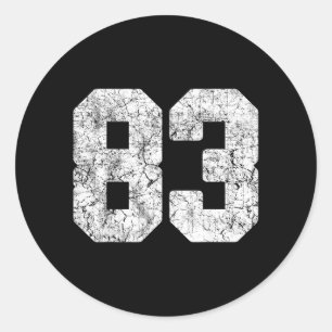 Bedrängtes Weiß Nummer 83 Jersey Spieleruniform Runder Aufkleber