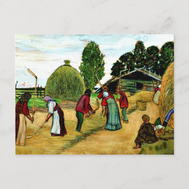 Bedrohung, Gemälde von Boris Kustodiev Postkarte (Vorderseite)