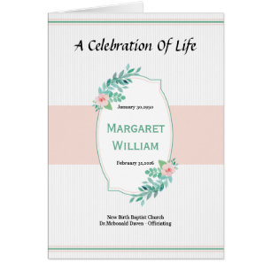 Bedruckbare Begräbnis- Programm-Schablone