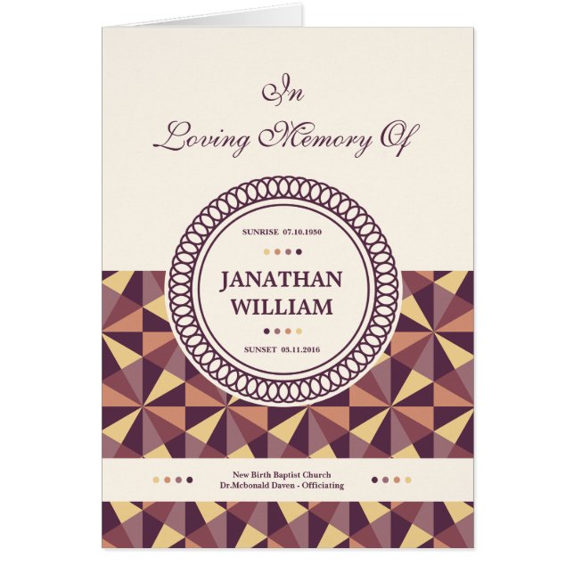 Bedruckbare Begräbnis- Programm-Schablone (Vorne)