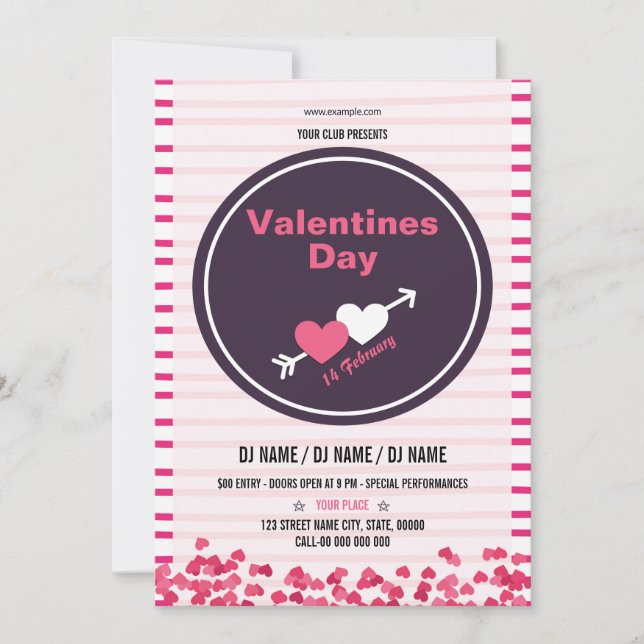 Bedruckbare Valentines-Party-Flyer-Schablone Einladung (Vorderseite)