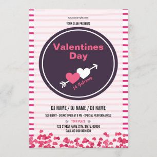 Bedruckbare Valentines-Party-Flyer-Schablone Einladung