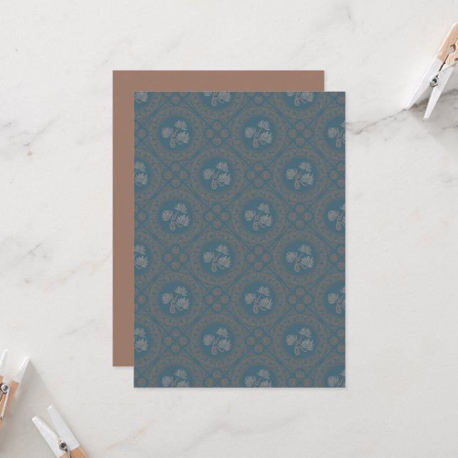 Bedruckbares Tapestyle Rokoko Mandala Diamond Tile Einladung (Vorderseite/Rückseite Beispiel)