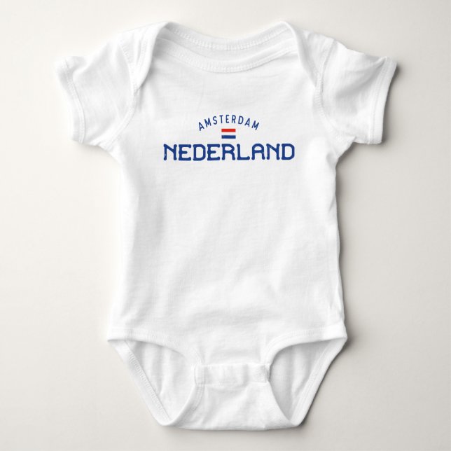 Bedrückt Amsterdam Nederland (Niederlande) Baby Strampler (Vorderseite)