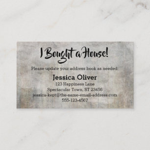 Bedrückt, rustikal "Ich habe ein Haus gekauft!" Ka Visitenkarte