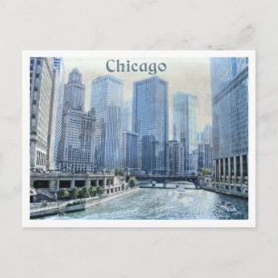 Bedrückte altersbedingte Postkarte in Chicago