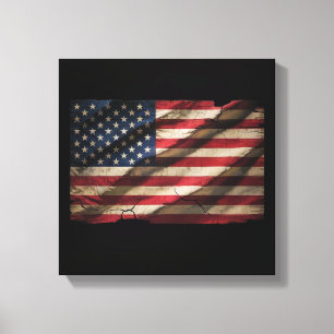 Bedrückte American Flag Square Canvas Print Leinwanddruck