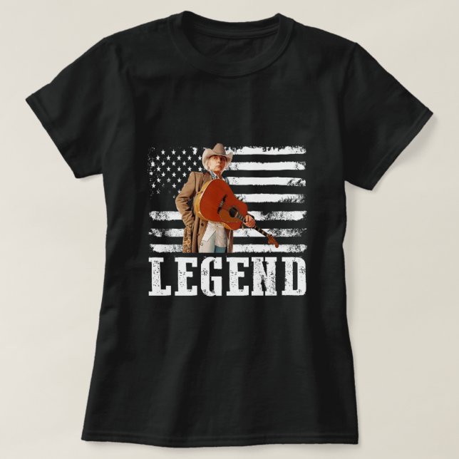 Bedrückte amerikanische Flagge Dwight Yoakam Singe T-Shirt (Design vorne)