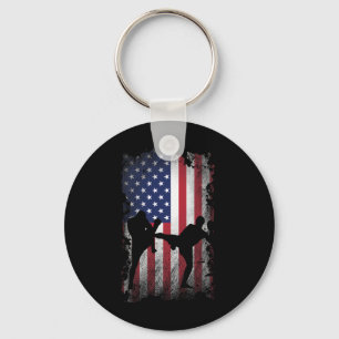 Bedrückte amerikanische Flagge Kick Boxing USA Pat Schlüsselanhänger