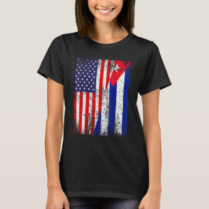 Bedrückte amerikanische Flagge & kubanische Flagge T-Shirt