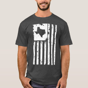 Bedruckte amerikanische Flagge mit Texas Karte in T-Shirt