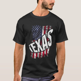 Bedrückte amerikanische Flagge Texas T-Shirt