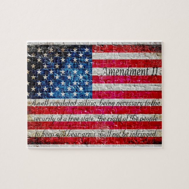 Bedrückte amerikanische Flagge und zweite Änderung Puzzle (Horizontal)