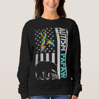 Bedrückte amerikanische Flaggenautismus Papaw Bear Sweatshirt