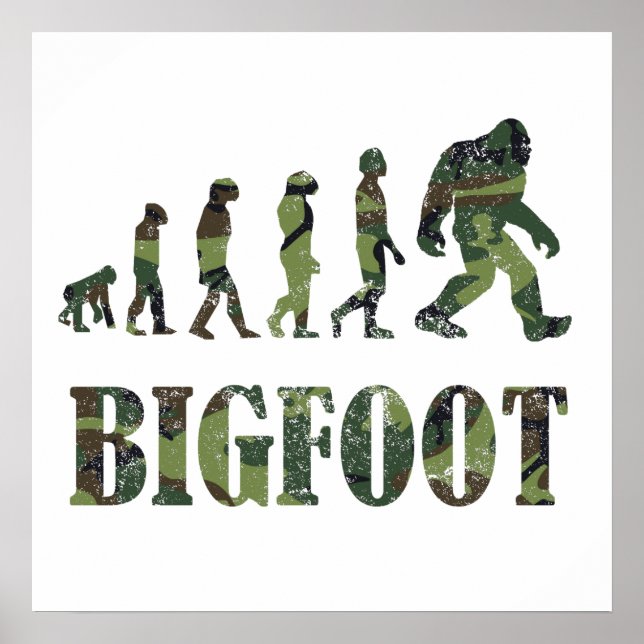 Bedrückte Camouflage Bigfoot Evolution Poster (Vorne)