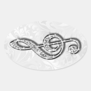 Bedruckte Diamond-Musiknote Ovaler Aufkleber