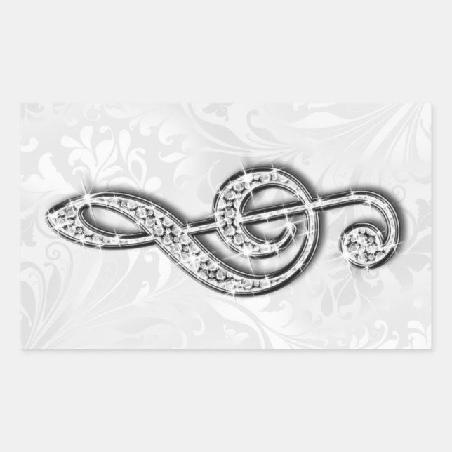 Bedruckte Diamond-Musiknote Rechteckiger Aufkleber (Vorderseite)